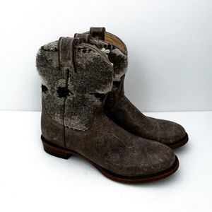 Stetson Sandia Serape Aztec Textile Western Leather Ankle Round Toe Boots